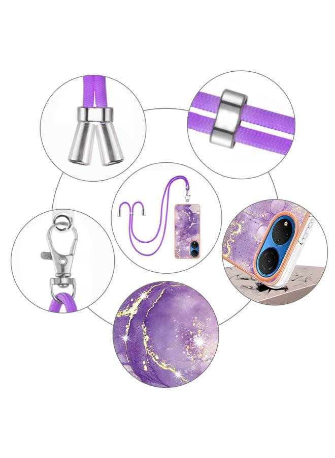 S-TOP Case For Honor X7 Electroplating Marble Dual-side IMD Phone Case with Lanyard - Image 4