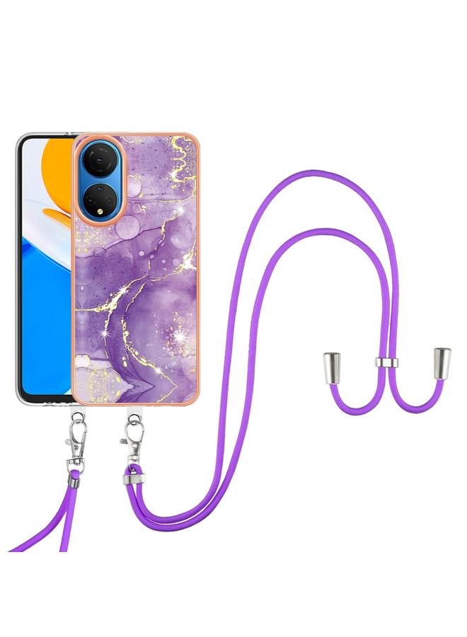 S-TOP Case For Honor X7 Electroplating Marble Dual-side IMD Phone Case with Lanyard - Image 3