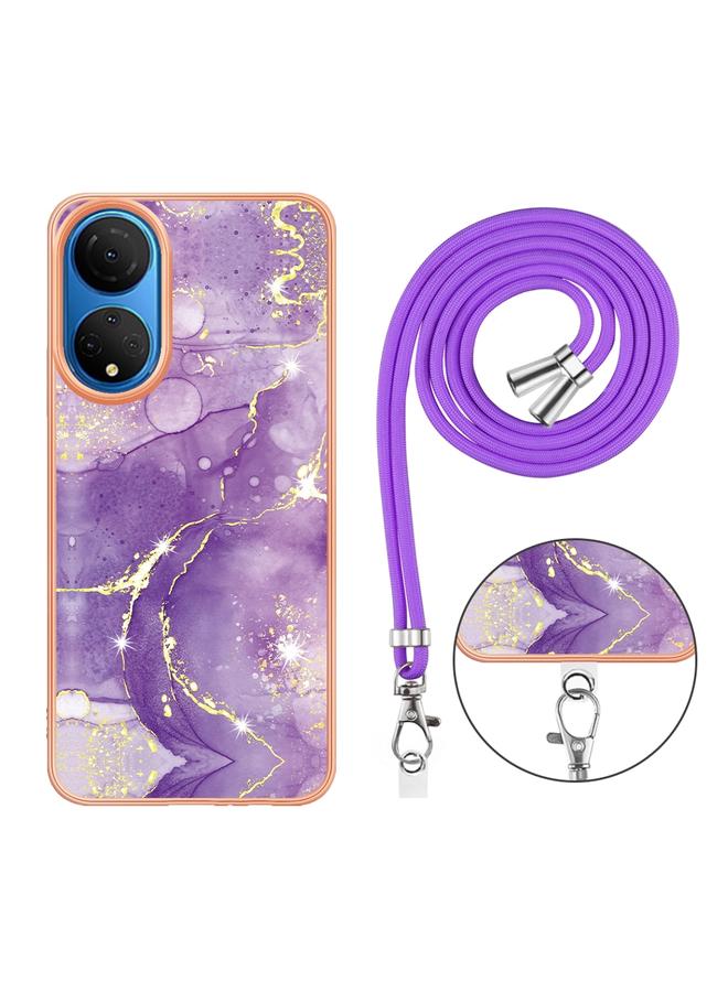 S-TOP Case For Honor X7 Electroplating Marble Dual-side IMD Phone Case with Lanyard - Image 2