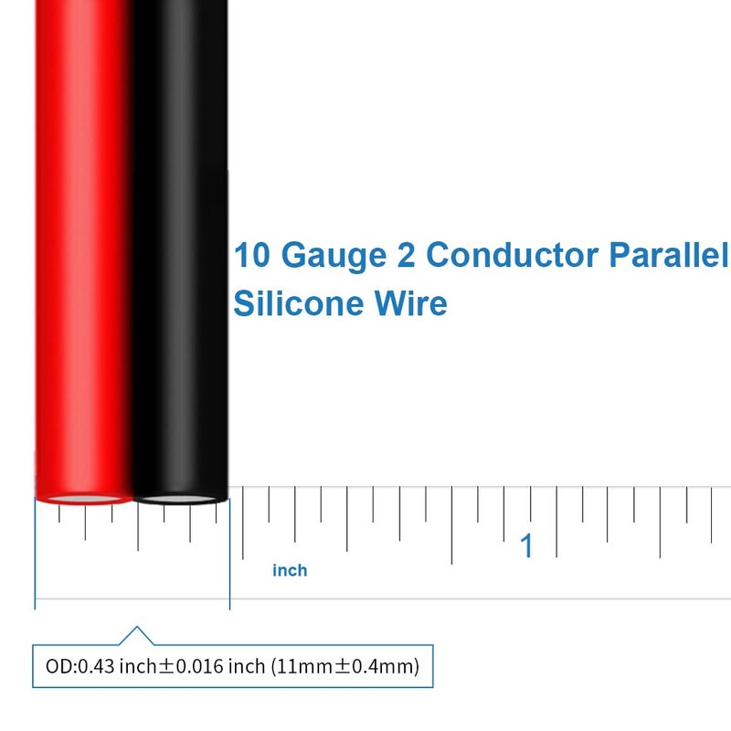 BNTECHGO 10 Gauge Flexible 2 Conductor Parallel Silicone Wire Spool Red Black High Resistant 200 deg C 600V for Single Color LED Strip Extension Cable Cord,Model,25ft Stranded Tinned Copper Wire - Image 3
