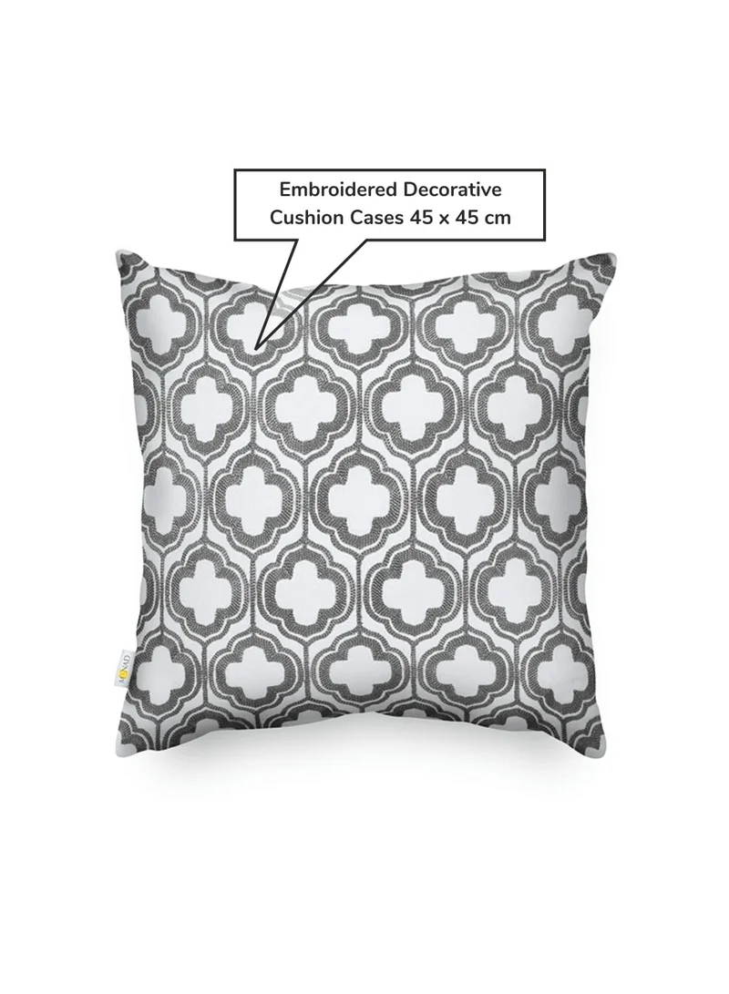Donetella Decorative Embroidered Cushion Cover Black/White 45x45Cm (Without Filler)