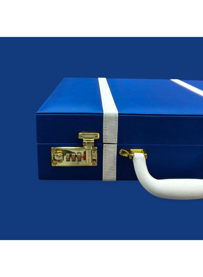 Al Seraj Premium Blue Rexine 11‑Slot Watch Box Organizer with Lock | Luxury Briefcase Style Portable Watch Storage Case with Soft Beige Suede Interior | Elegant Display & Gift Watch Holder for Men - Image 5