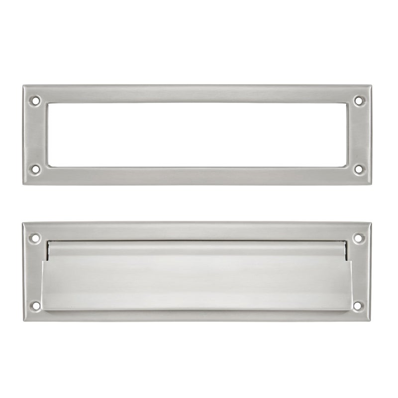 ZAUYX 1 Pack 10inch Brushed Satin Nickel Solid Brass Heavy Duty Mail Slot with Solid Brass Heavy Duty Inner Frame for Use in Slots for Doors - Image 2