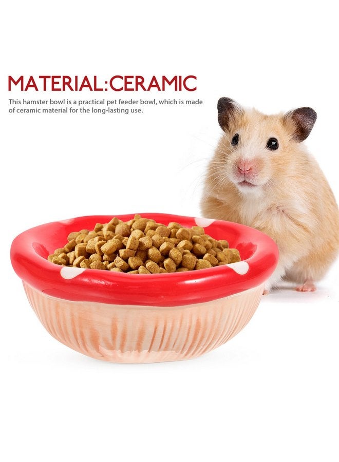 POPETPOP Hamster Bowl, Small Pet Water Bowl Food Bowl Drinking Bowl Mushroom Shape Ceramic Food Water Feeding Dish for Guinea Pigs Gerbil Mouse Rat Chinchilla Hedgehog Sugar Glider Red - Image 2