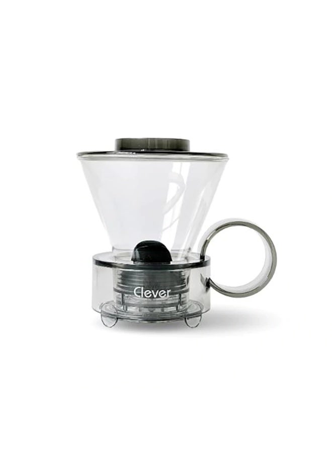 Clever Glass Dripper Grey 500ml - Large Immersion Pour-Over Coffee Brewer with Flat-Bottom Size 4 Paper Filters, BPA-Free Durable Glass, Heat-Resistant Design - Image 2