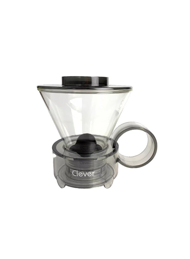 Clever Glass Dripper Grey 500ml - Large Immersion Pour-Over Coffee Brewer with Flat-Bottom Size 4 Paper Filters, BPA-Free Durable Glass, Heat-Resistant Design - Image 1