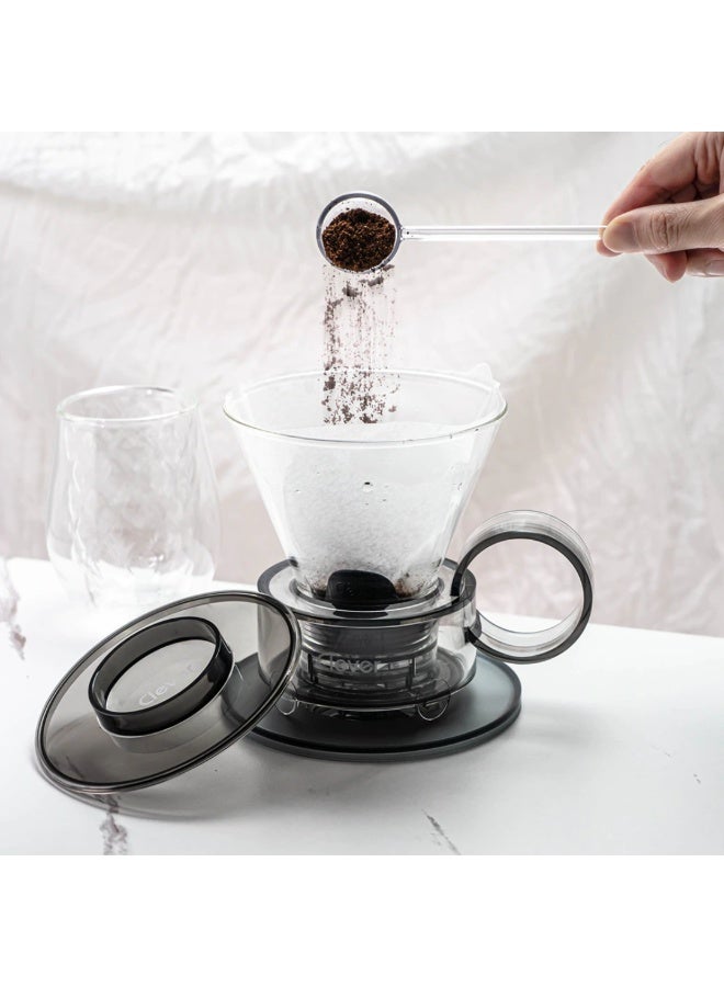 Clever Glass Dripper Grey 500ml - Large Immersion Pour-Over Coffee Brewer with Flat-Bottom Size 4 Paper Filters, BPA-Free Durable Glass, Heat-Resistant Design - Image 4