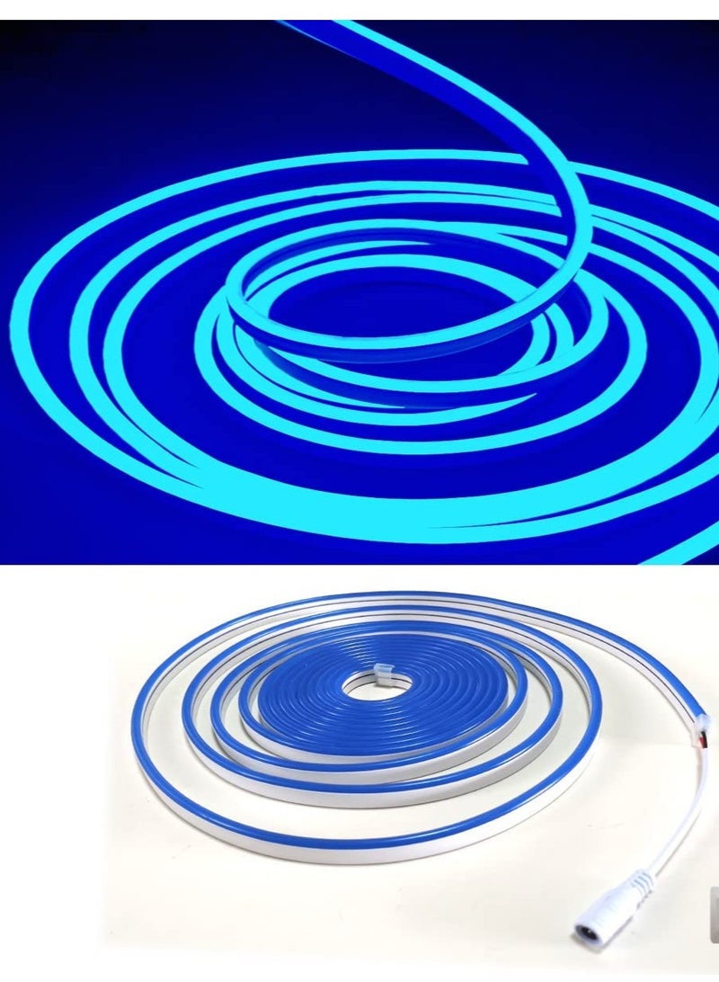 12V LED Neon Rope Strip light, 16.4ft / 5MLED Strip Lights, 12V Flexible Neon Flex for Kitchen Bedroom Indoor Outdoor Home Decor DIY Included Adaptor Color (Blue) - Image 2