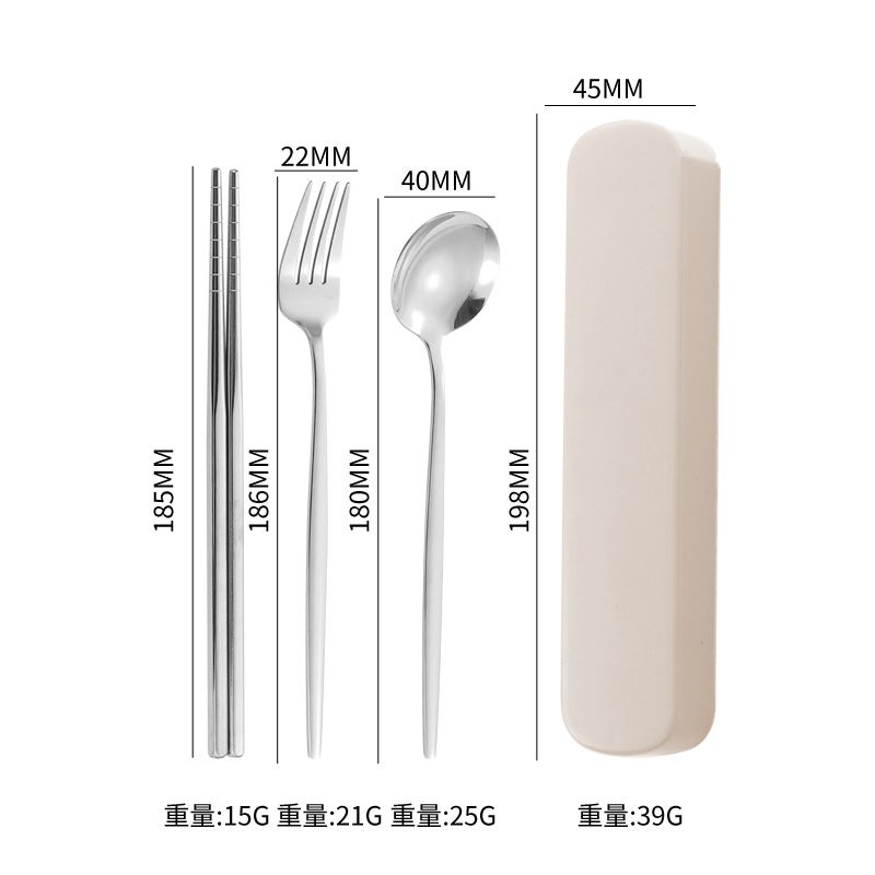 Stainless Steel Portuguese Portable Tableware Three-Piece Set Chopsticks Spoon Fork Outdoor Travel Student Portable Tableware Set Logo - Image 1
