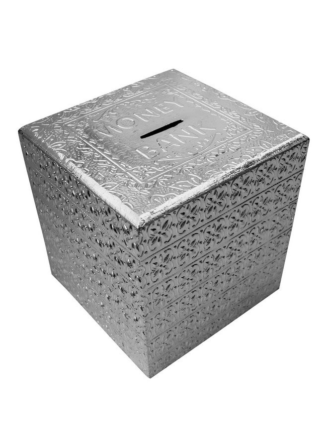 ITOS365 Handicrafted Wooden Money Bank Square Silver Kids Piggy Coin Box Gifts - 5 X 5 Inches - Image 1