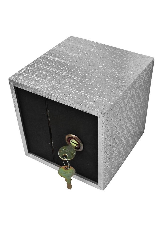 ITOS365 Handicrafted Wooden Money Bank Square Silver Kids Piggy Coin Box Gifts - 5 X 5 Inches - Image 3