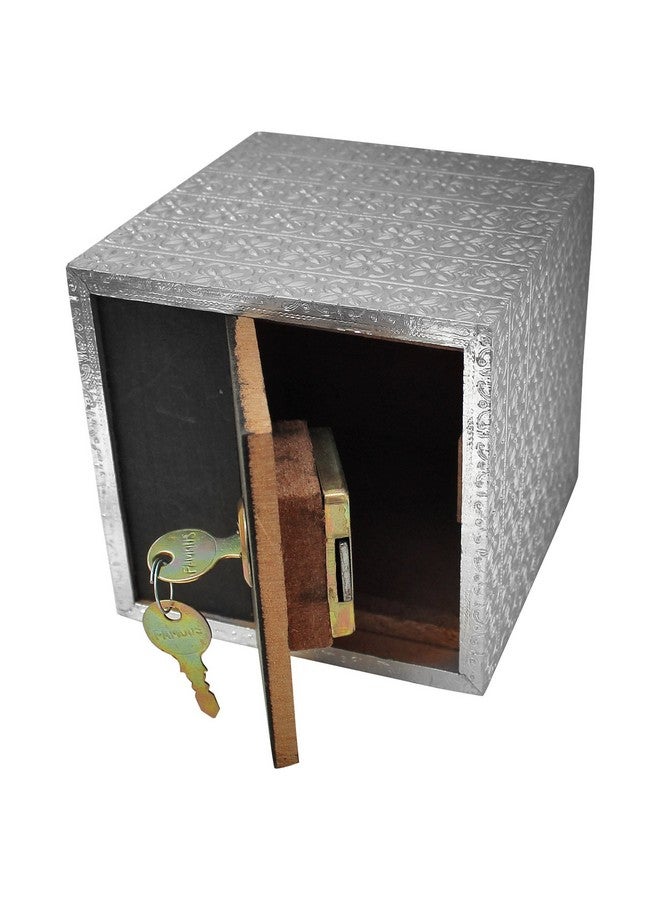 ITOS365 Handicrafted Wooden Money Bank Square Silver Kids Piggy Coin Box Gifts - 5 X 5 Inches - Image 4