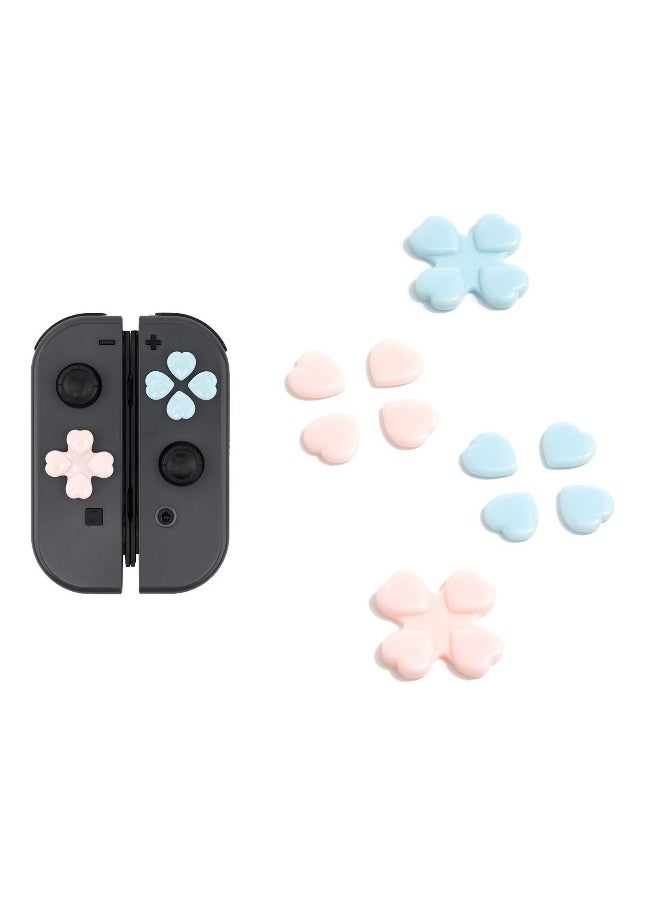 Generic 4PCS Heart Joystick Grip Caps for Nintendo Switch/OLED - Pink & Blue Thumb Button Covers for Enhanced Gaming Experience  - Image 1