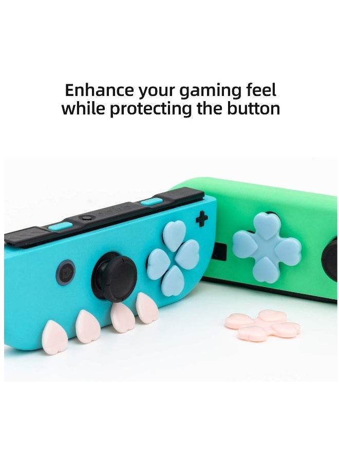 Generic 4PCS Heart Joystick Grip Caps for Nintendo Switch/OLED - Pink & Blue Thumb Button Covers for Enhanced Gaming Experience  - Image 2