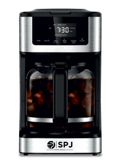 SPJ Coffee Maker, Iced & Hot Brew Coffee Machine, 12-Cup Capacity, Brew Strength Control, Self Clean Cycle, Adjustable 40 Min. Keep Warm, Silver & Black, CMDW-BL18L02