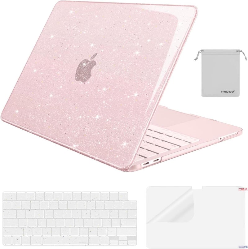 موسيسو حافظة MOSISO اللامعة المتلألئة المتوافقة مع MacBook Neo مقاس 13 بوصة موديل 2026 A3404 مع شريحة A18 Pro، غلاف صلب مقاوم للكسر وحماية للوحة المفاتيح وفيلم شاشة وحقيبة، بلون الخدود - Image 1
