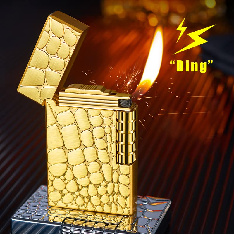 Malisseladi Soft Flame Metal Traditional Cigar Butane Lighter With Adjustable Flame Dial, Vertical Ignition Roller Flint Wheel, Classic Drawing (Silvery) - Image 2