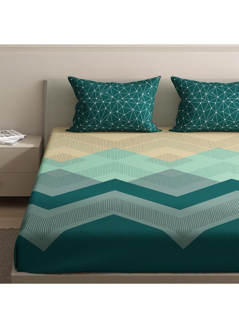 Wakefit - Wakefit King Size Fitted Sheet, Cotton, Michele - 78x72, Elastic Bedsheets for King Size Bed, Ultra Soft, 100% Cotton - Image 1