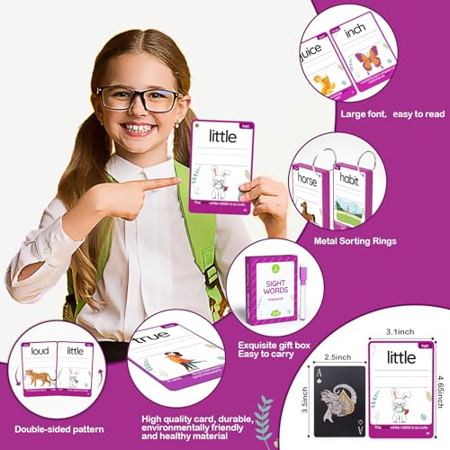 WJPC 55 Cards 106PCS High Frequency Sight Words Flash Cards SecondGrade 1st 2nd 3rd Grade 7891011 Years Ages Kids Boys Girls for Reading Write Association Sentence Making - Image 5