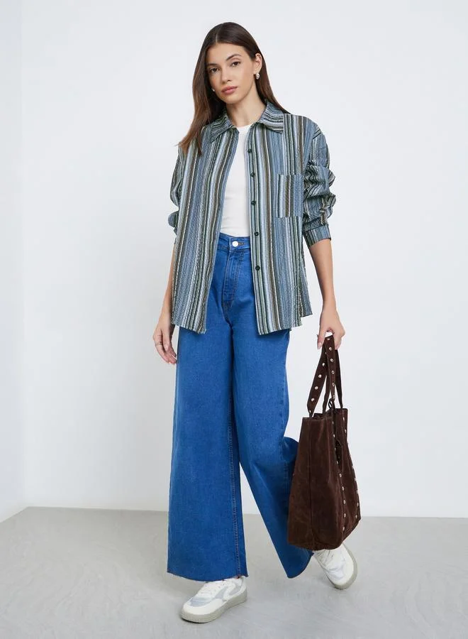 Styli Styli Multi Stripe Textured Shirt