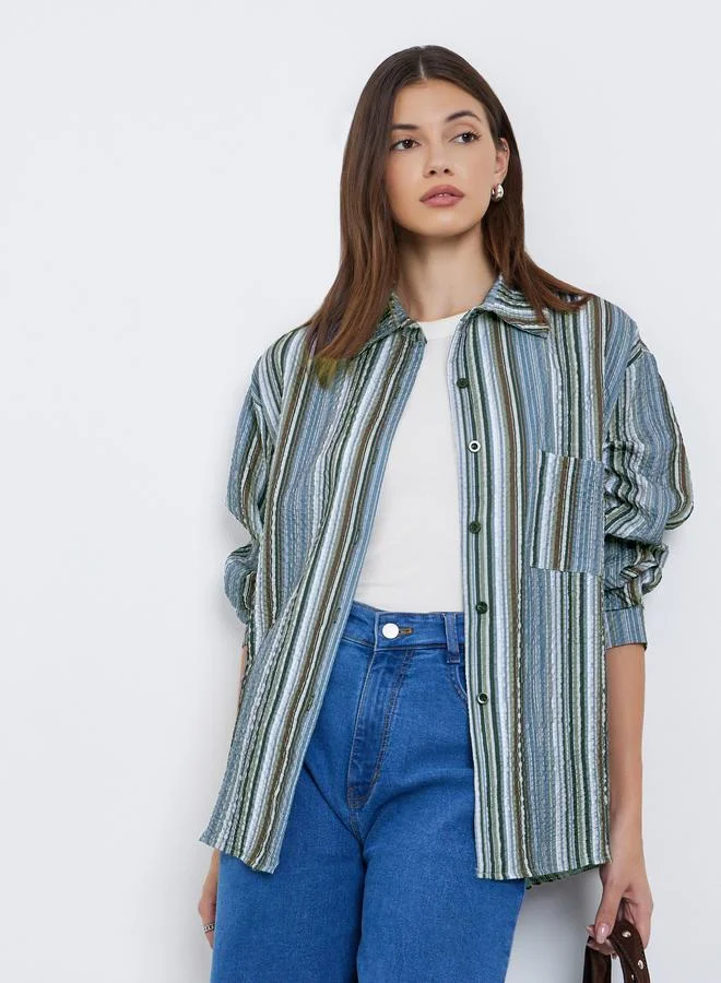 Styli Styli Multi Stripe Textured Shirt