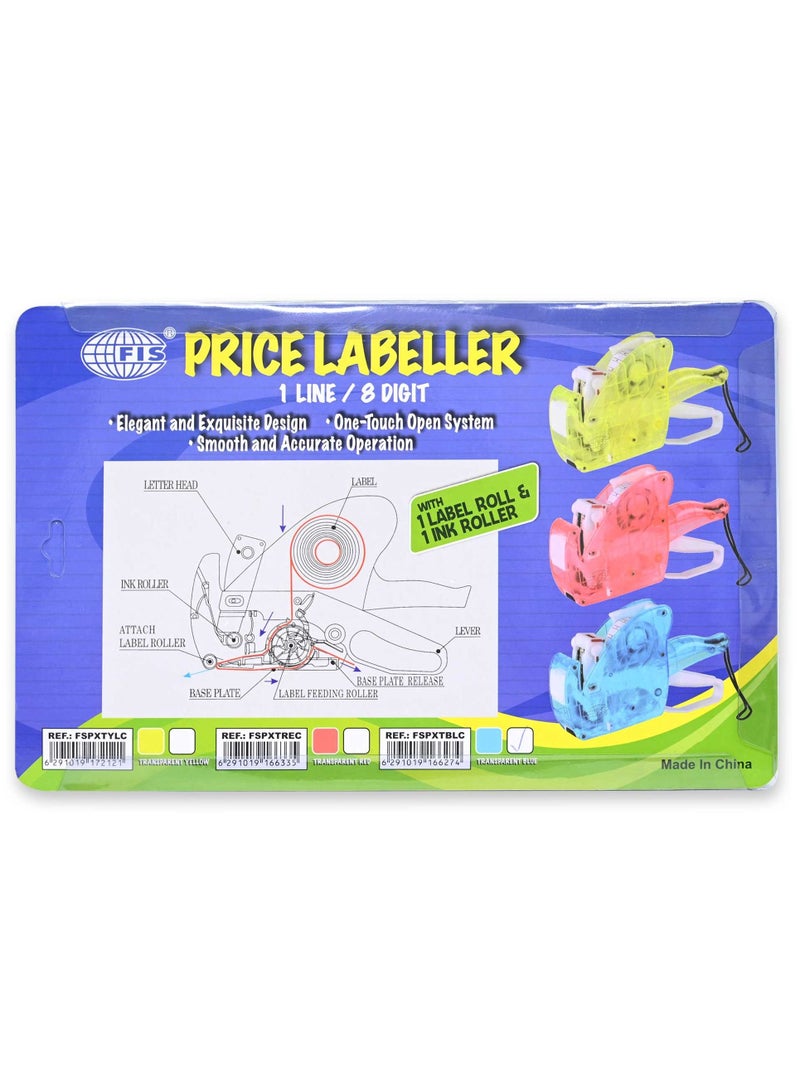 FIS Price Labeler Machine, Transparent Blue Color, 1 Line 8 Digit with 1 Label Roll & 1 Ink Roll - FSPXTBLC - Image 5