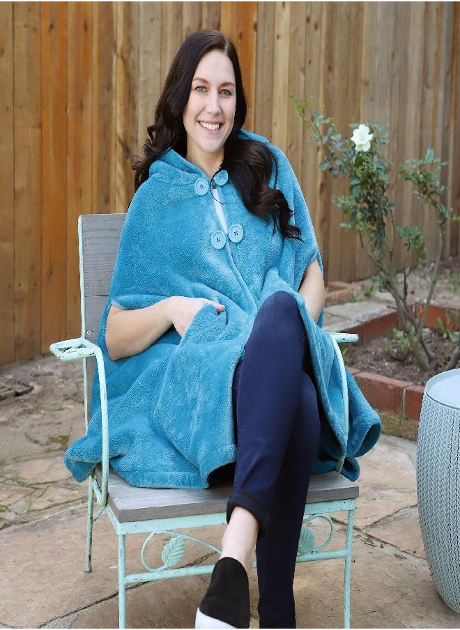 Catalonia Catalonia Women's Poncho Cape, Sherpa Fleece Cloak Coat, Snuggly Hooded Wearable Blanket, Gift Idea for Adults and Teen Girls 