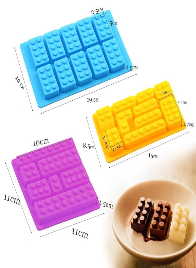Mivofun Mivofun 3 Pcs Building Block Moulds, Silicone Building Brick Molds, 12 Kinds of Shapes, Ice Cube Candy Moulds, for Baking Minifigure, Building Block Themes, Party(Random Color) - Image 5