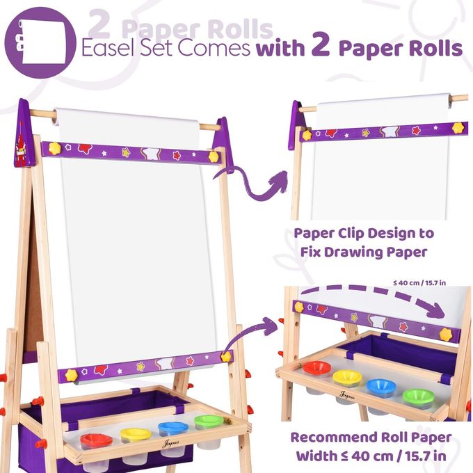 Joyooss Art Easel for Kids Easel for Toddlers, Adjustable Standing Wooden Toddler Easels Kids Board Whiteboard & Chalk Board Kids Dry Erase Board, Art Easel for Kids Age 2-4 4-8 9-12 Drawing Easels - Image 5