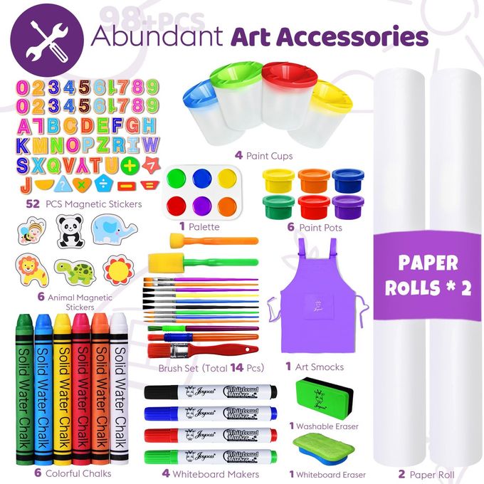 Joyooss Art Easel for Kids Easel for Toddlers, Adjustable Standing Wooden Toddler Easels Kids Board Whiteboard & Chalk Board Kids Dry Erase Board, Art Easel for Kids Age 2-4 4-8 9-12 Drawing Easels - Image 3