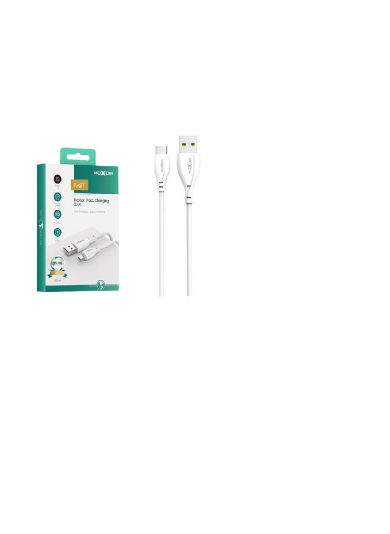 MOXOM CC-64 Fast Charging 2.4A Cable -Type C White 1M is an essential accessory for your charging needs. 