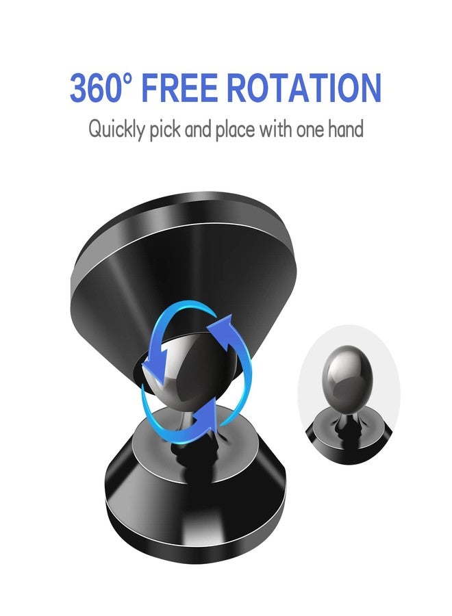 Consio 2 Pack Magnetic Phone Car Mount, Strong Magnet Cell Phone Holder with 4 Metal Plate, Dashboard 360° Rotation & Degrees View, Adjustable Magnet Cell Phone Mount Compatible with iPhone, Samsung and More - Image 2