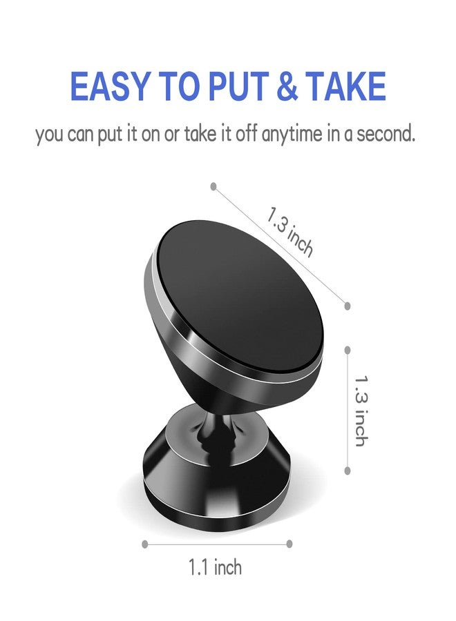 Consio 2 Pack Magnetic Phone Car Mount, Strong Magnet Cell Phone Holder with 4 Metal Plate, Dashboard 360° Rotation & Degrees View, Adjustable Magnet Cell Phone Mount Compatible with iPhone, Samsung and More - Image 5