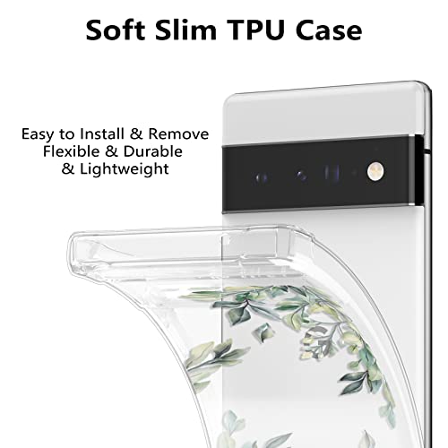 RALEAVO Floral Case for Google Pixel 7 Pro,Clear Leaves Flower Phone Case Slim Cute Cover for Girls Women,Transparent Soft Silicone Four Corners Shockproof Phone Cover,Leaves - Image 4