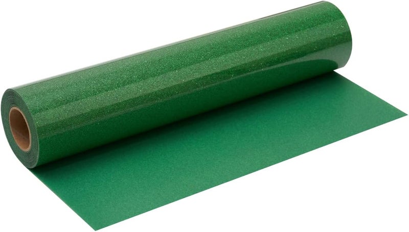 FANSGUAR Green Glitter HTV Roll -12" x10ft Iron on Heat Transfer Vinyl for DIY Shirts Gifts - Image 1