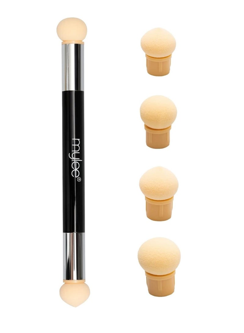 mylee Dual Ended Sponge Applicator Pen Portable Dimensions Buffs Pigments Glitters and Flakes Gradient Ombre Effect DIY Nail Art Tool 4 Replacement Heads Vegan and Cruelty Free - Image 1