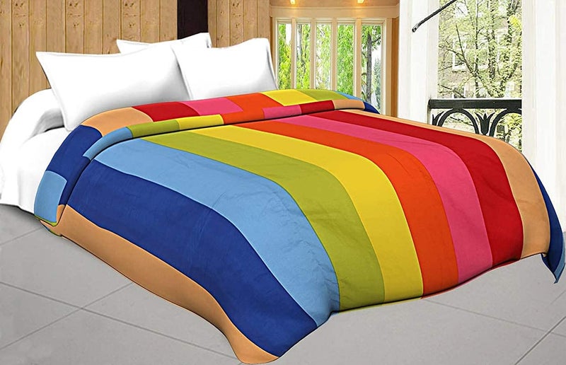 CK CREATION 100% Reversible Single Bed Dohar Combo Microfiber, Polycotton | Soft Light - Weight Bed Dohar | Use for All Season (Rainbow Print) - Image 5