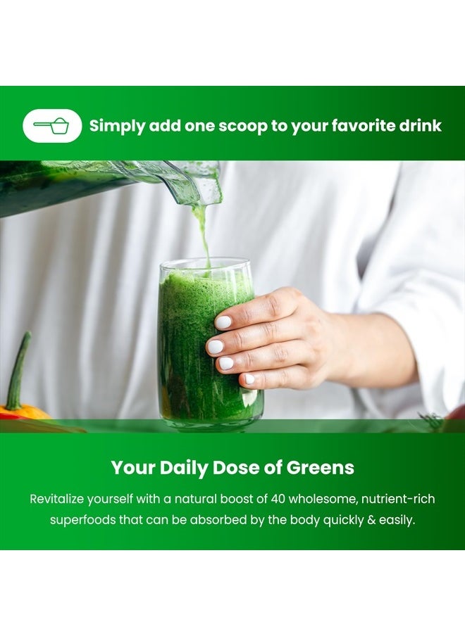 NutraChamps - Super Greens Powder Premium Superfood | 20+ Organic Green Veggie Whole Foods | Wheat Grass, Spirulina, Chlorella | Antioxidant, Digestive Enzyme & Probiotic Blends (9.0 Oz, Unflavoured) - Image 1