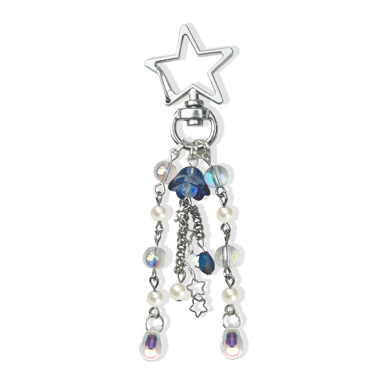 Agromusk Jellyfish Keychain,Cute Y2K Car Keychains for Women Girls Jellyfish Bag Charms Purse Accessories Star Jelly Decor (Dark Blue) - Image 1