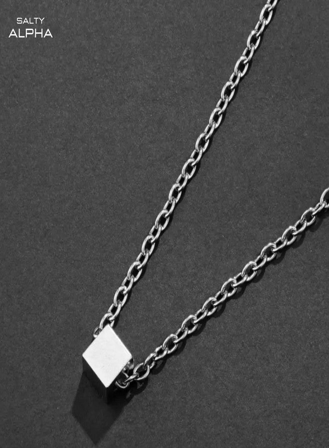 SALTY ALPHA سلسلة ديميتر مكعبة من الفولاذ المقاوم للصدأ من سالتي ألفا، مقاومة للصدأ، للرجال | قلادة أنيقة | مريحة وتدوم طويلاً | مجوهرات بسيطة | سلسلة قلادة متينة | هدية مثالية للزواج، أعياد الميلاد، وعيد الحب - Image 2