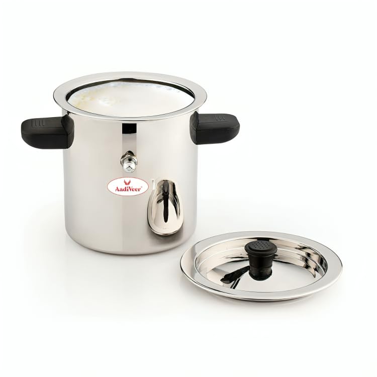 AadiVeer AadiVeer 1 Litre High Polished Stainless Steel Milk Boiler | Milk Cooker | Milk Pot, Gas Stove Compatible & Induction Friendly - Image 1