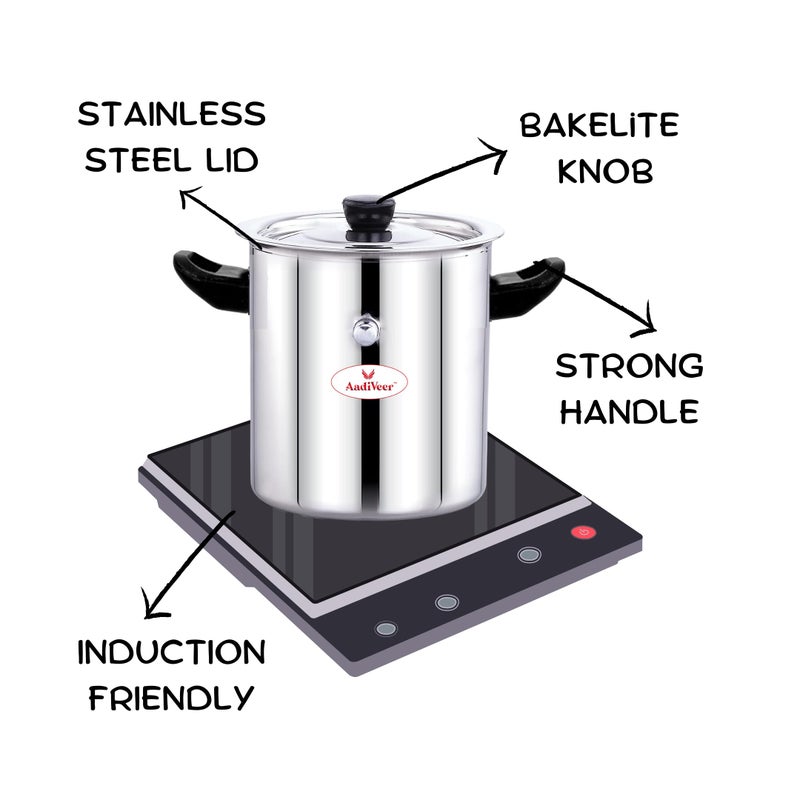 AadiVeer AadiVeer 1 Litre High Polished Stainless Steel Milk Boiler | Milk Cooker | Milk Pot, Gas Stove Compatible & Induction Friendly - Image 4