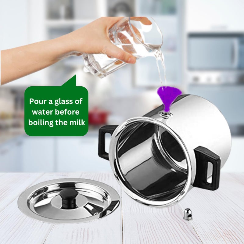 AadiVeer AadiVeer 1 Litre High Polished Stainless Steel Milk Boiler | Milk Cooker | Milk Pot, Gas Stove Compatible & Induction Friendly - Image 3