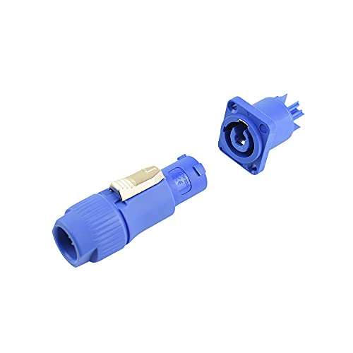 BESCOOS Toronce 3 PIN AC Powercon Connector Male Plug 20A/250V for Stage Light LED Screen Blue Connector Compatible with NAC3FCA, NAC3FCB, NAC3MA-1, NAC3MPB-1 Connector（Blue_5 Pcs） - Image 3