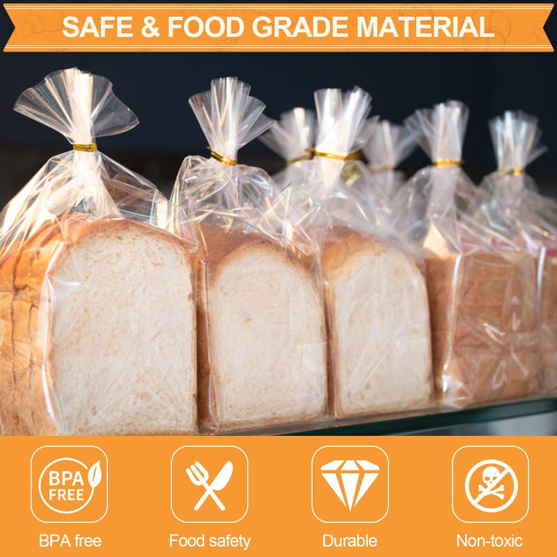 vivinin 70 Pack Bread Bags & 100 Pack Ties, 8" x 4" x 18" Clear Bread Bags for Homemade Bread, Reusable Plastic Bread Storage Bags for Bakers, Bakery Owners - Image 3