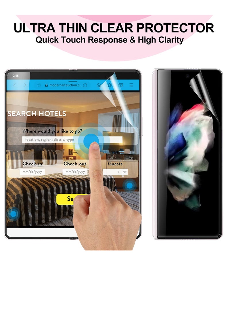 SYOSI - 2 Pack Soft Front Screen Protector, 2 Pack Inside Screen Protector, 2 Pack Back Screen Protector Compatible with Samsung Galaxy Z Fold 3 5G 2021, Bubble-Free Case Friendly - Image 1