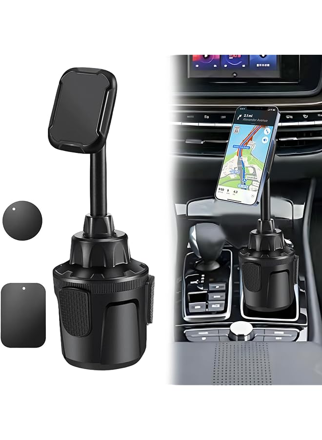Green Tiger Car Cup Holder Phone Mount, Magnetic Phone Holder Adapt to 360° Rotation, Motorcycle Phone Mount Holder, Freely and Adaptability, For iPhone 15 Pro Max, 14 13 Mini, 2.4~3.54" Wide Phones, Black - Image 1