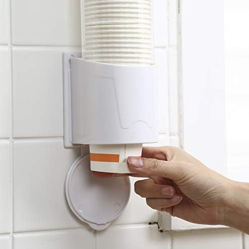 Klever Kitchen KleverKitchen Paper Cup Dispenser Holder Wall Mounted Plastic Drinking Water Cup Dispenser Glass Dispenser Holder Sticker or Screw Plate Mountable Plastic - Image 2