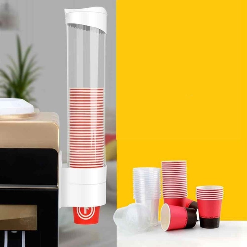 Klever Kitchen KleverKitchen Paper Cup Dispenser Holder Wall Mounted Plastic Drinking Water Cup Dispenser Glass Dispenser Holder Sticker or Screw Plate Mountable Plastic - Image 3