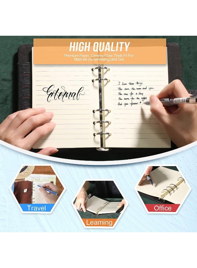 jaexest ورق إعادة تعبئة مخطط، إعادة تعبئة مجلة جلدية، إدخالات مخططة ب6 ثقوب، 320 صفحة لمفكرات A6 القابلة لإعادة التعبئة، عبوتان (كل عبوة تحتوي على 160 صفحة) - Image 5
